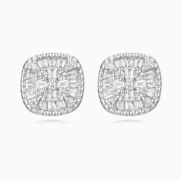 Shining Star Jewelry Hot Sale Baguette Zircon Men Hip Hop Iced Out Stud Earrings photo-3