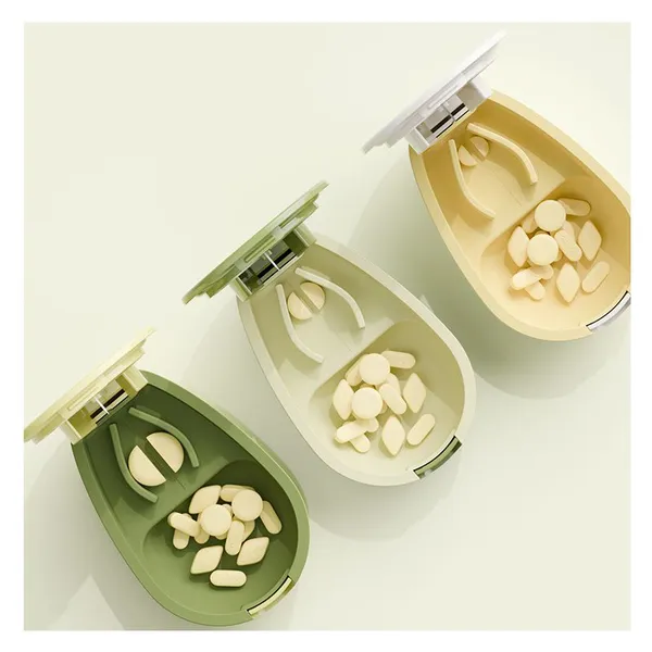 Custom Logo Portable Mini Pill Box Small Travel Vitamin Case With Daily Organizer Multi-Tablet Split Cutter Made Durable Plastic photo-2