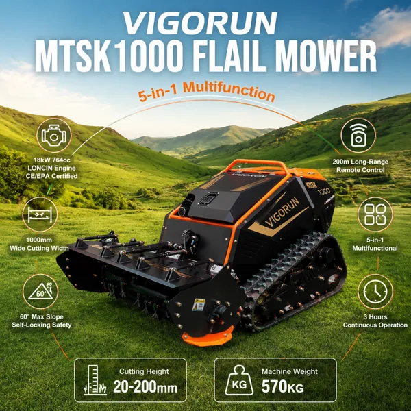 Vigorun MTSK1000 CE EPA Heavy Duty Flail Mower Forestry Bush Clearing