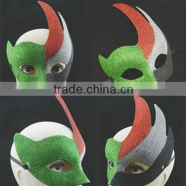 Performance Masquerade Classic Flame Gold Powder Half Face Painting Flag Carnival Mask for Sale