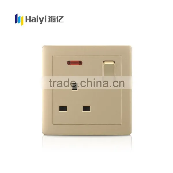 Champaign Gold Color 1 Gang 15A Wall Socket Switch Supplier's Choice photo-4