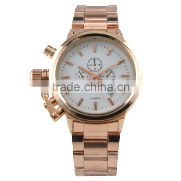 FT1426 Unisex White Dial Three Eye Quartz Date Special Button Chrono Watch photo-2