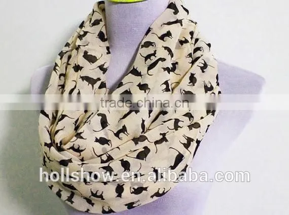 Hot Sale Cat Printed Infinity Women Fashion Chiffon Scarf photo-4