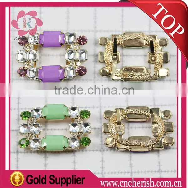 Hot Sale Rhinestones/acrylic/glass Moveable Shoes Clips Square Shape for Lady photo-3