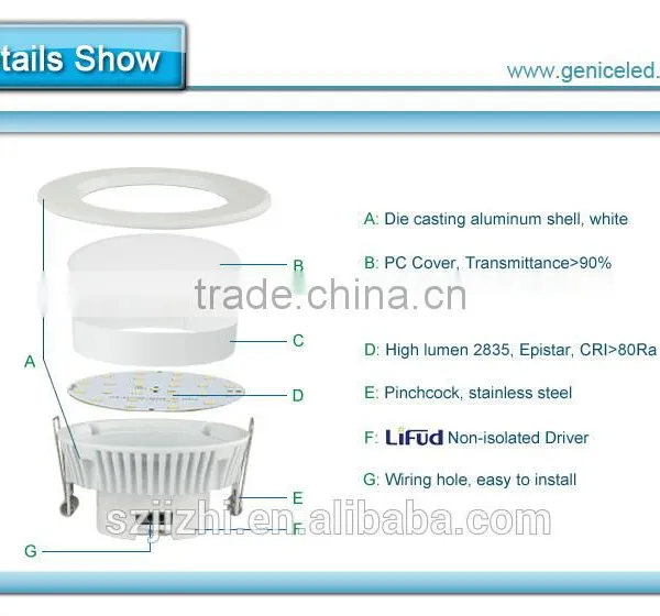 AC100-240V High Quality Non-isloated Driver 3.5inch 5W Led Ceiling Downlights photo-6