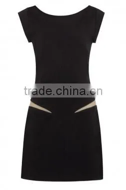 Wholesale Formal Dress Women Mini Dress With Black Stretch Mesh Insert photo-4