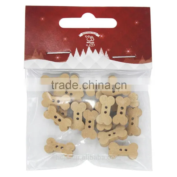 Cute Wooden Buttons 15x8mm Brown Bone Shaped 20pcs Kids Shirt photo-2