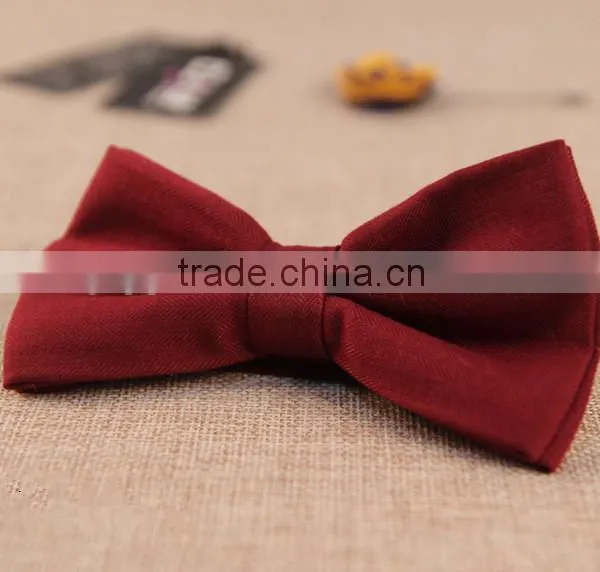 Cotton Solid Red Black Pre-Tied Bow Tie photo-3