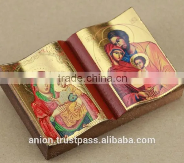 Greek & Russian Orthodox Wooden Icon. Bible Shape. Big Size photo-6