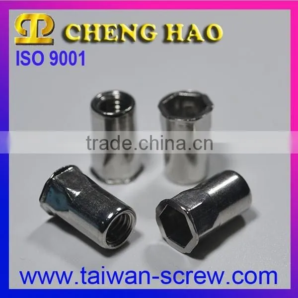 Half Hex Body Open End Flat Head Stainless Steel Rivet Nuts photo-2