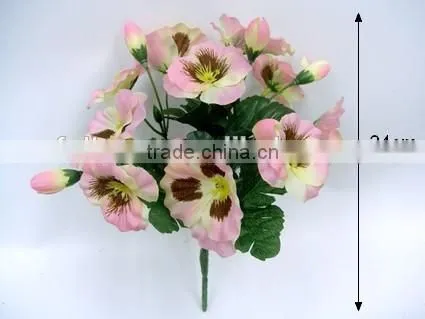 Cheap Artificial Silk Flowers for Dollar Store H24cm 5 Stems Pink Pansy photo-2