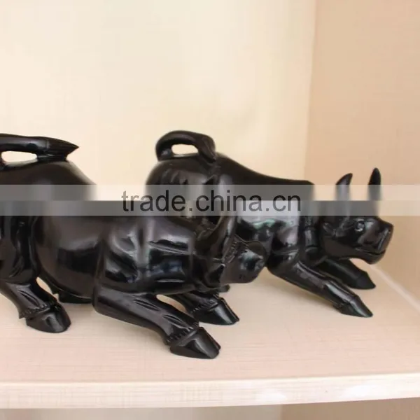 Natural Rock Black Obsidian Crystal Carving Cattle photo-3