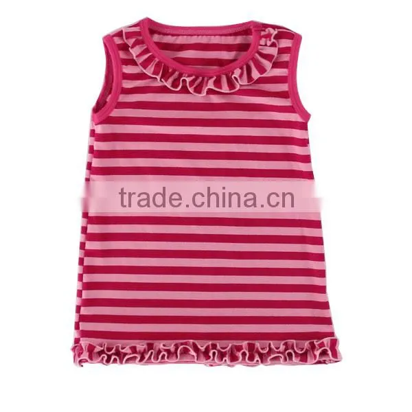 2016 Wholesale Strip Cotton Ruffle Baby Vest Children Clothing Overseas Oem Service Girls Top Design photo-5