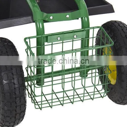 Height Adjustable Rolling Garden Seat With Four Rubber Wheels photo-5