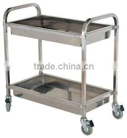 Preassembled stainless steel tableware collection cart