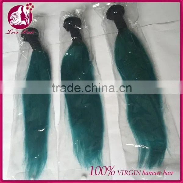 Beautiful Ombre Hair #1B Teal Straight Unprocessed Virgin Human Brazilian Hair Bundles photo-6