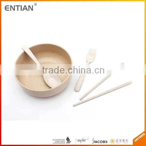 Wheat Straw Degradable, Soup Bowl, Soup Bowl Plastic Bowl Tableware, Bowl pp With Fork Spoon