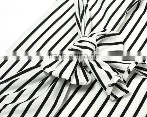 Stylish Ladies Women Sexy High Waist Striped Stretch Bodycon Package Hip Knee Length Skirt photo-5