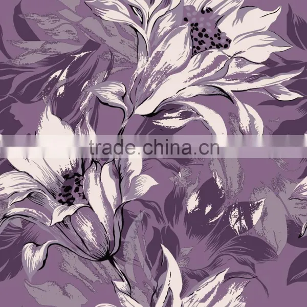 Vinyl Wallpaper Waterproof Wallpaper for Bathrooms With Big Flower Pattern photo-5
