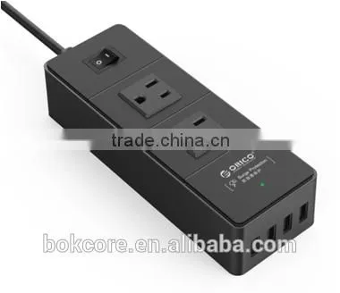 2015 OEM ABS Material 2 Way US Type Power Strip With 4 USB Ports