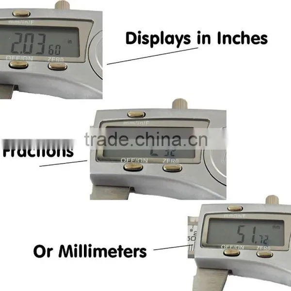 Digital Caliper, Water Resistant, Fractions, 6"/150mm, Durable Stainless Steel photo-2