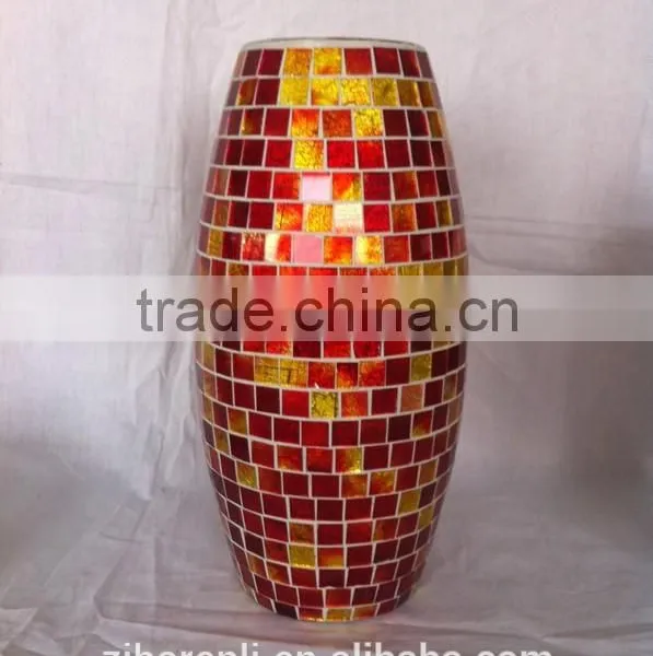 Wedding Decor Mosaic Unique Handblown Art Glass Vase photo-3