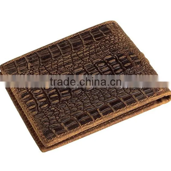 Crocodile Pattern Crazy Horse Genuine Leather Wallet photo-3
