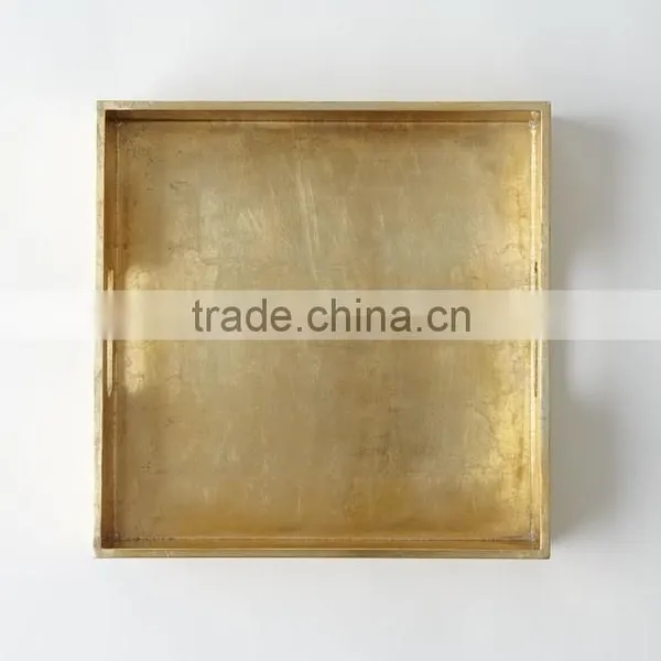 Eco Friendly Golden Lacquered Decorative Tray photo-2