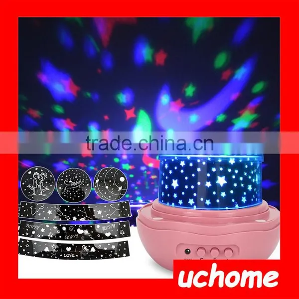 UCHOME 2016 Romantic Rotating Spin Led Night Light Projector Children Kids Baby Sleep Lighting Sky Star Master USB Led Projector photo-4