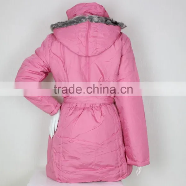 2016 Padding Ladys Winter Long Jacket With Fake Fur Hood photo-2