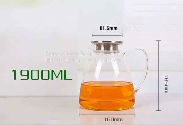 Wholesale Big Volume 1900ML Glass Bottle Crystal Glass Jug Glass Decanter With Memtal Cap for Kitchen Resturant & Hotel photo-3