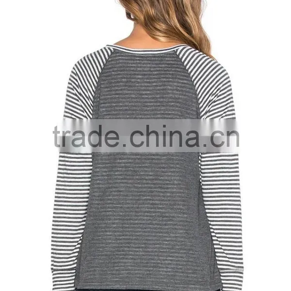 High Quality Comfortable Breathable Stripe Long Sleeve t Shirt photo-3