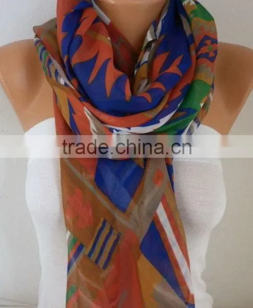 Southwestern Scarf Bohemian Scarf Aztec Scarf Tribal Scarf Shawl Multicolor Cotton Scarf Gift Ideas For Her Women Fashion Access photo-2