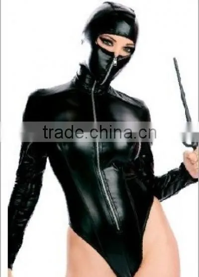 Wholsale Black Sexy Leather Catsuit for Woman With Zipper photo-2