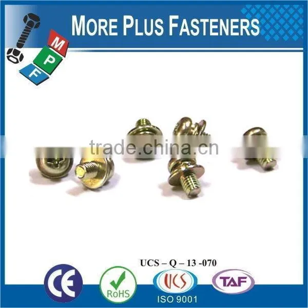 Taiwan M3 M12 M3-0.5 x 5mm DIN 7985 Phillips Drive Pan Head Grade A2 Stainless Steel Machine Screw With Hex Double Lock Washer photo-2