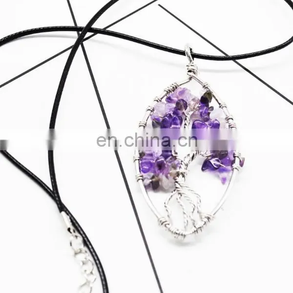 2017 Hot New Natural Gravel Geometrical Irregular Tree of Life Rich Tree Crystal Necklace photo-4