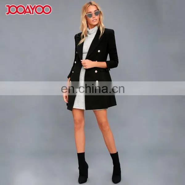Best Seller High Quality Captain's Black Double-breasted Winter Coat Woman photo-2
