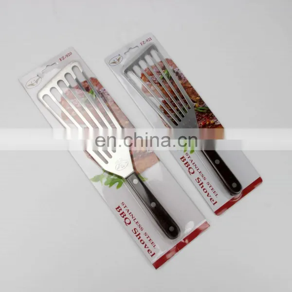 Solid Wood Handle Slotted Turner Stainless Steel Fish Spatula photo-3