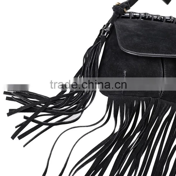 C88892A Wholesale Women High Quality Suede Fringe Shoulder Bag Tassels Chain Bags photo-3