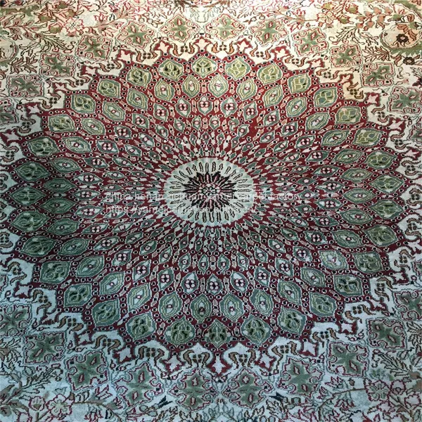 5x8ft Green Color Fine Quality Handmade Silk Persian Carpet for Home Decor photo-3