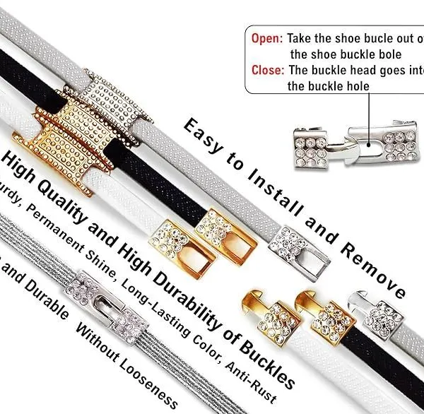 Elastic No Tie Shoe Laces With Bling Diamond Locks & Charms for Women's Sneakers photo-4