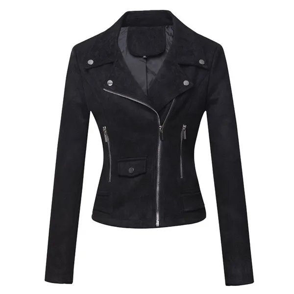 Spring Women's Vintage Black Casual Fashion Stylish Custom Motorcycle Jacket for Women photo-5