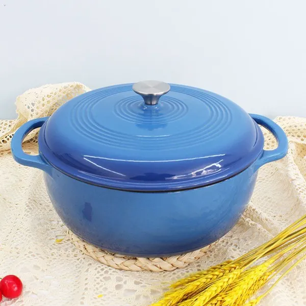 Enameled Cast Iron Round Dutch Oven With Lid and Dual Handles, Heavy-Duty & Small, 5L, Blue photo-3