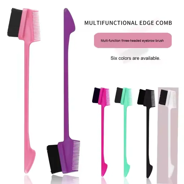 Hot-Selling Multi-Functional Eyebrow Hairline Cleaning Brush Makeup Comb Beauty Tool for Home Use Plastic Handle photo-2
