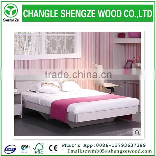 Wholesale Wood Grain Melaimine MDF Wooden Double Bed