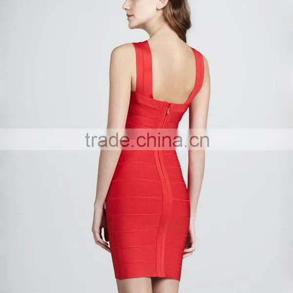 Designer One Piece Dress Latest 2016 Simple Red Dress Shiny Christmas Short Party Dress Patterns Plus Size Cheap Bandage Dresses photo-4