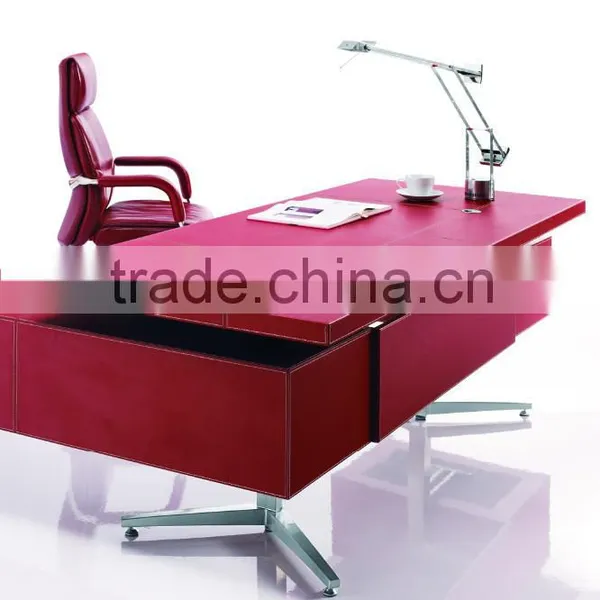 MT-07 Table for Executive Red Leather/PU Cover Executive Table Stainless Steel Frame MDF Office Table Quality Choice photo-4