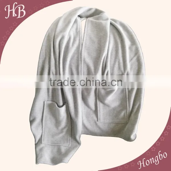 Fleece Shawl Scarf With Pocket photo-2