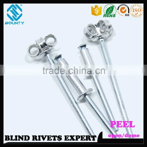 HIGH QUALITY OPEN END MANUFACTURER BUTTON HEAD AL/ST POP PEEL TYPE RIVETS photo-6