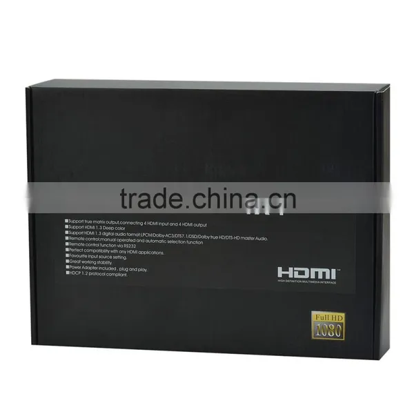 HDMI Matrix 4-In 4-Out Full HD 1080P HDMI V1.3 w/ IR Remote Control - Black photo-3